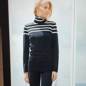 Claudie pierlot Black and White Striped Turtleneck Sweater- new